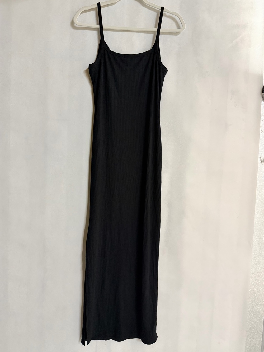 Forever 21 Black Ribbed Side Slit Maxi Dress Size XL NWOT